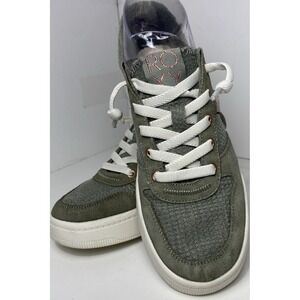 ROXY Sneaker Surf Women 7 Harper Gray Slip On Elastic Tie Up Shoes suede/canva